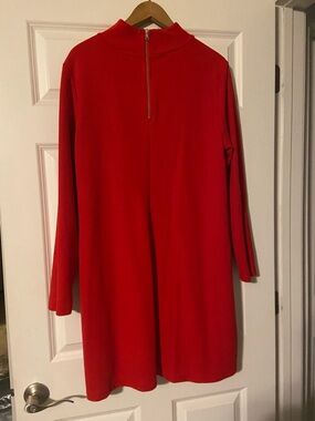 GAP Red Long Sleeve Zip-Back Shift Dress